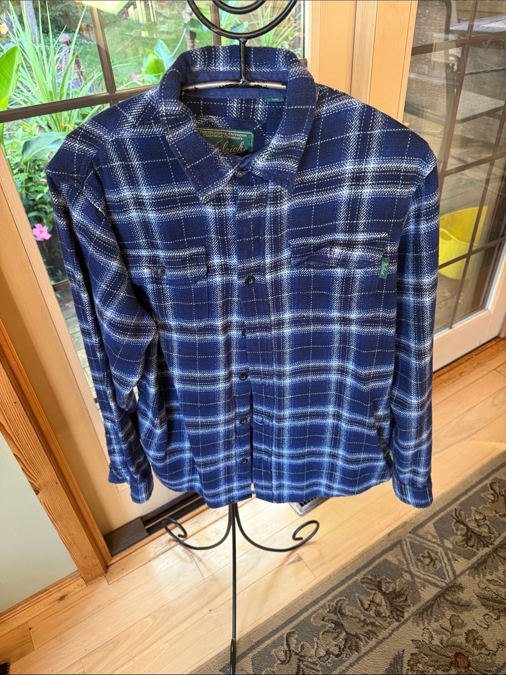 Woolrich Heavier Blue Plaid Button-Up Long Slv Sz S Shirt